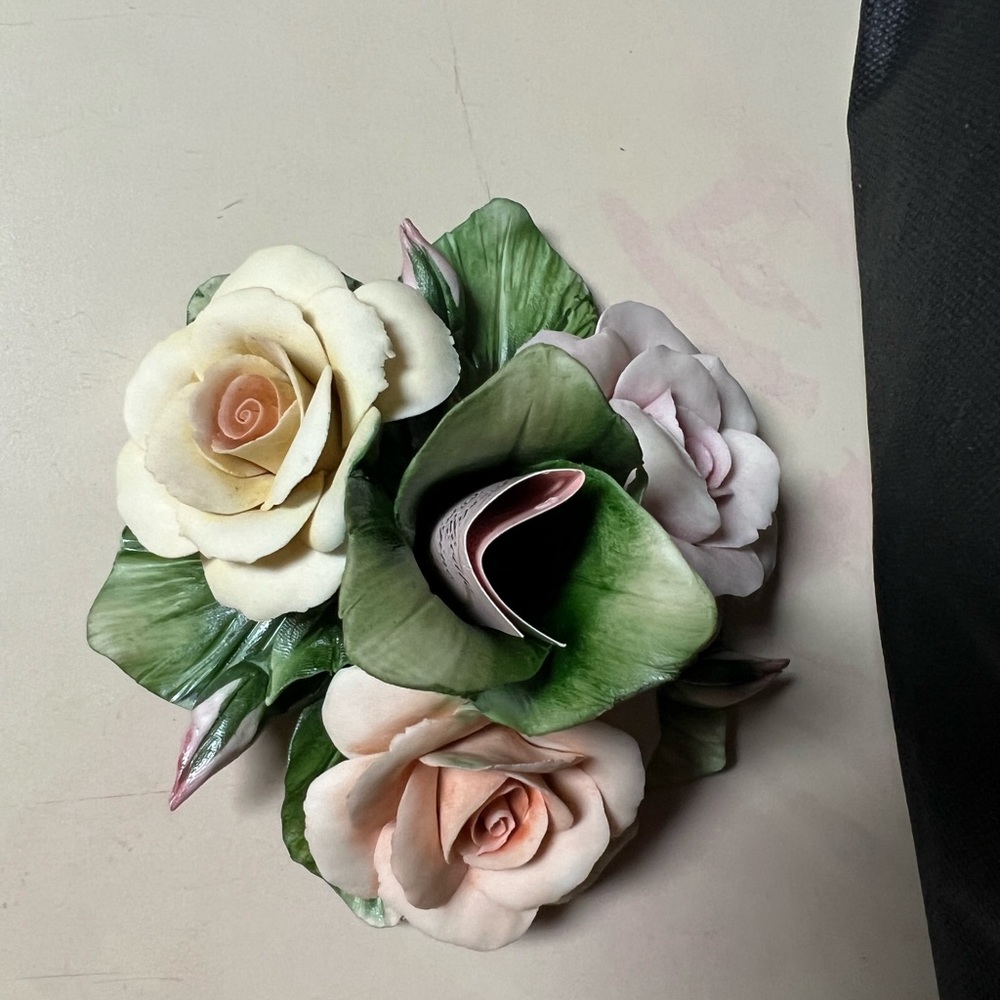 Italian Capodimonte Style Light  Porcelain Rose